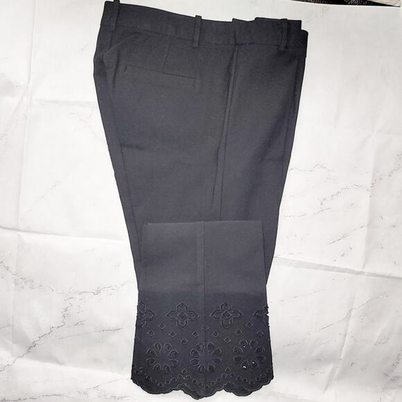 Derek Lam 10 Crosby black laser cut high rise flare capri pants size 10 - Picture 4 of 11